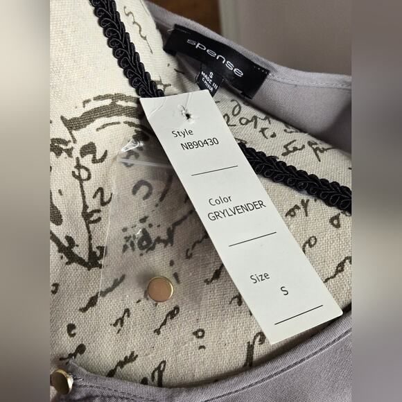 NWT SPENSE Womens Longsleeve Grey Blouse Keyhole Patterned Panel Front Size S - Picture 10 of 11